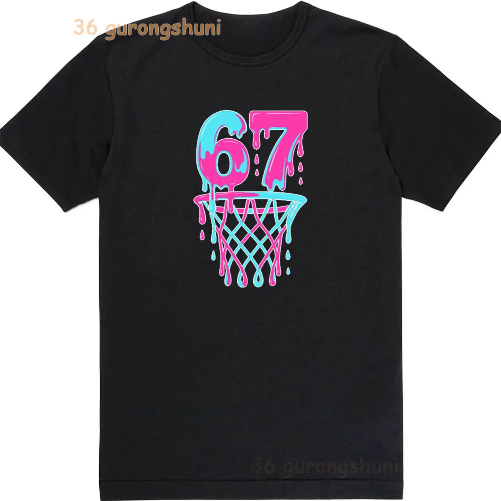 Children 67 print Clothes Kids black T Shirt For Boys Shirts baby T-shirts 6 7 summer Tops For Girl clothing boy Short Sleeve