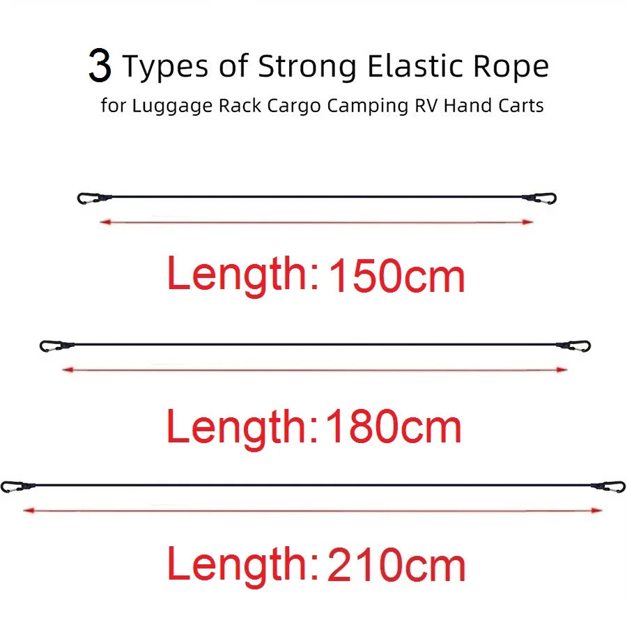 150CM-210CM Heavy Duty Bungee Cord Elastic Tie Strap String Carabiner Hooks Cycling Luggage Packing Ropes Camping  Accessories