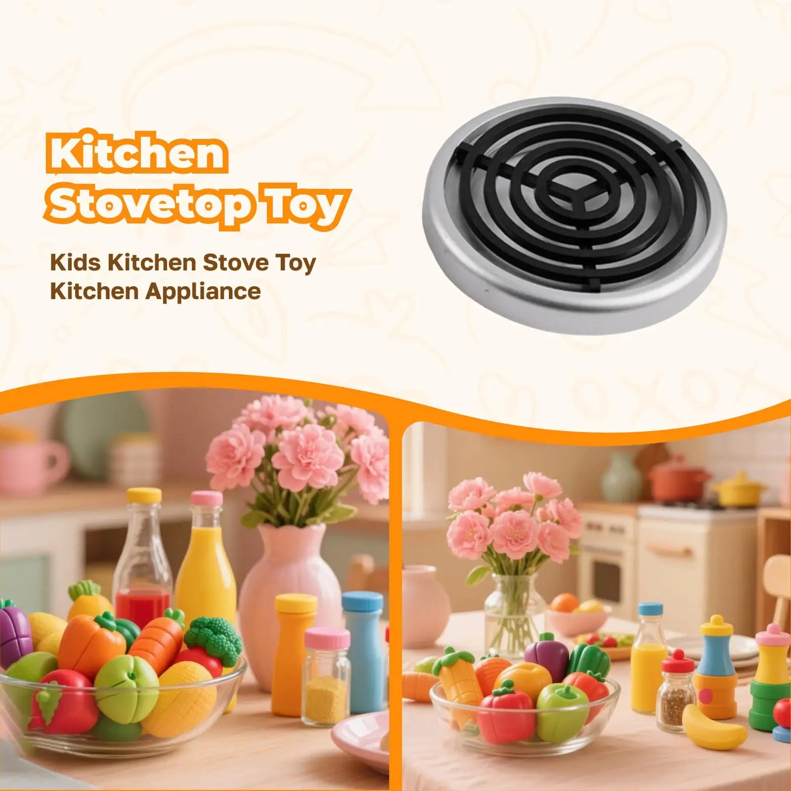 Kids Kitchen Stove Toy, Birthday Gift, Simulated Fun Role Playing, Elegant Mini Stove Play, Pretend Play Kitchen Toy Children