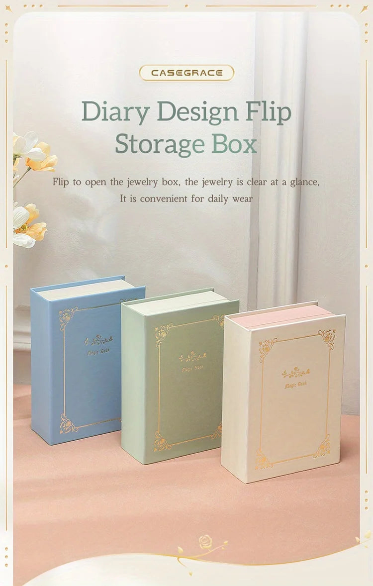 Glamorous Magnetic Jewelry Organizer Chic Diary Shaped Box for Bracelets Necklaces Rings Secure Elegant Storage