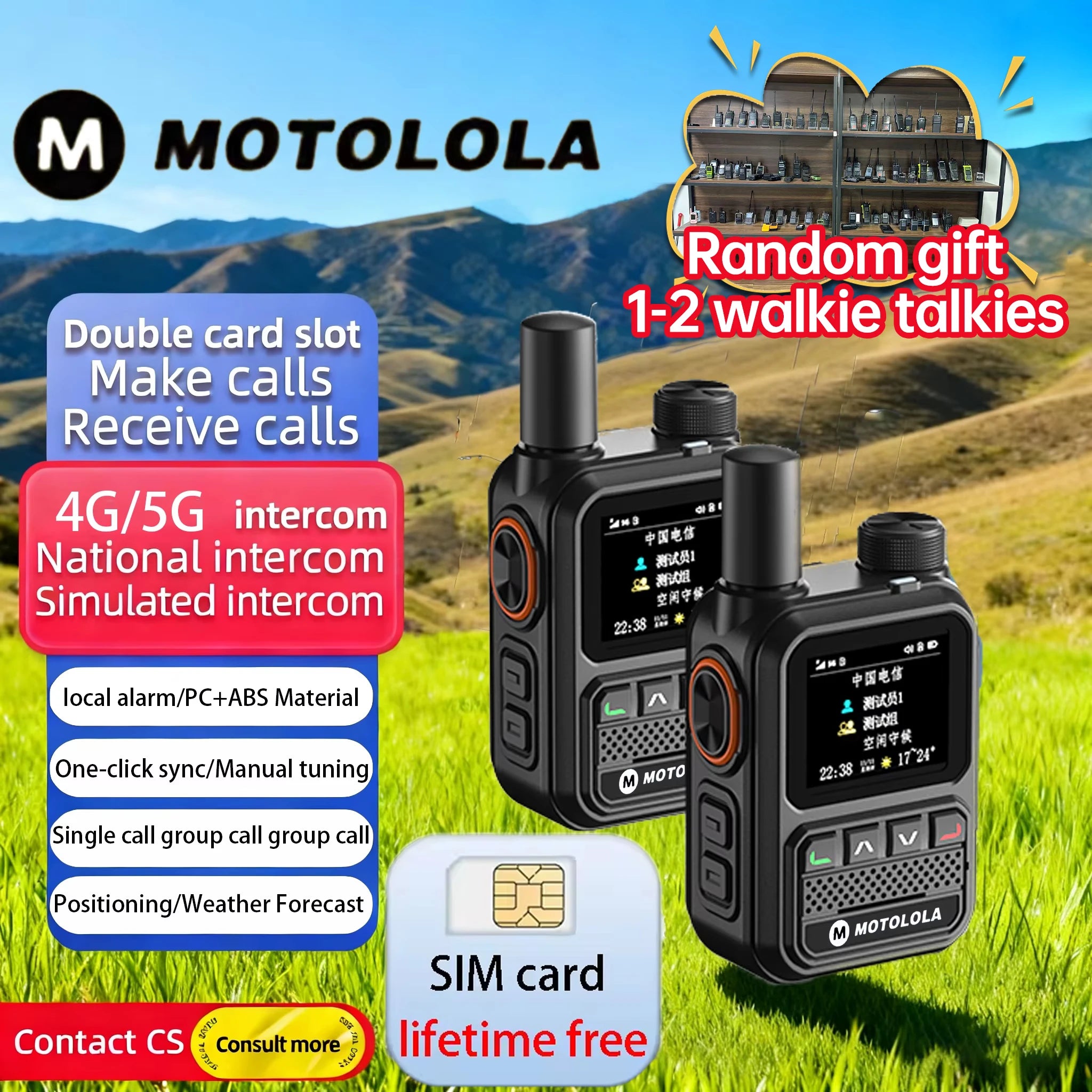 MOTOLOLA POC Radio Nationwide Intercom 5G GPS Dual SIM 5000KM Network Walkie Talkie Handheld Long Range Two Way Ham Radio