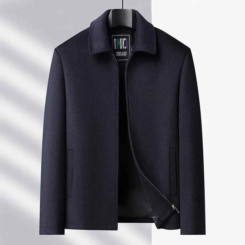 High-end men's fashionable, cool, versatile, trendy and casual woolen executive jacket, dad's suit lapel coat
