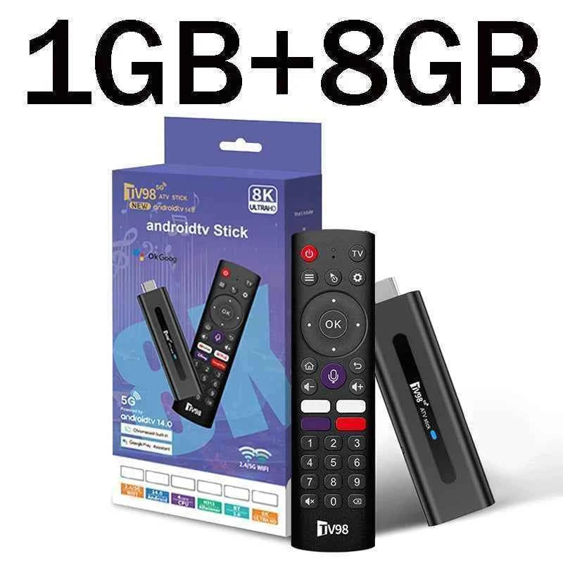 TV98 ATV Stick TV Stick Support HD 8K 4K Video BT5.0 4G 5G Dual WiFi6 Voice Remote Allwinner H313 Quad Core Smart 8GB 128GB iptv