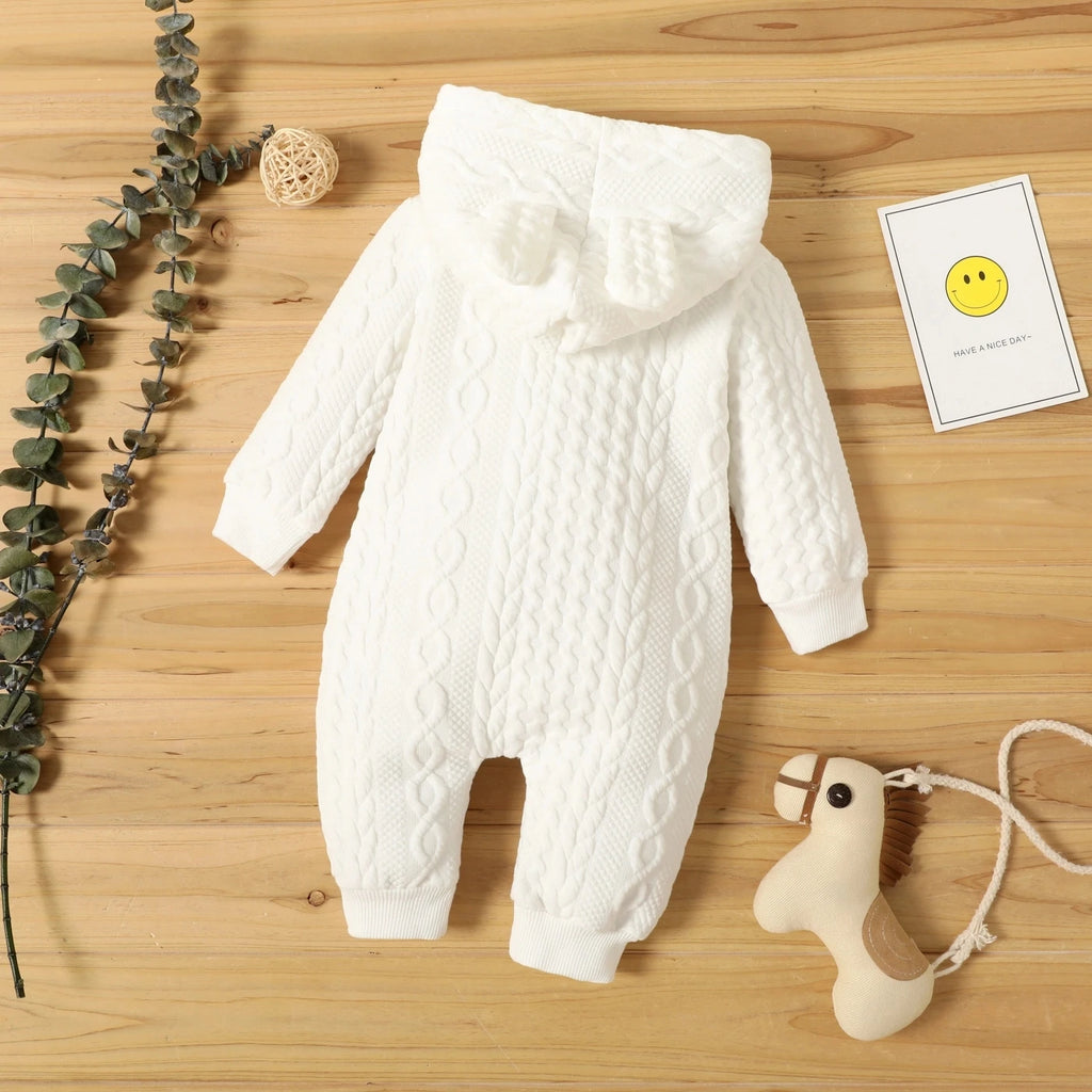 Autumn Winter Newborn Baby Romper Boys Girls Lovely Ears Hooded Long Sleeve Infant Bodysuit Warm Jumpsuit Toddler Girl Clothes