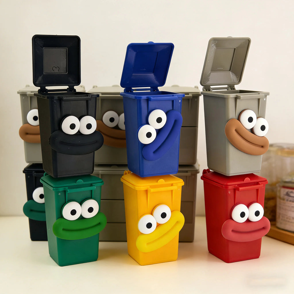 Kids Trash Can Children's Waste Disposal Bin Easy-Lift Lid Small Trash Can Toys - Fun Cartoon Design