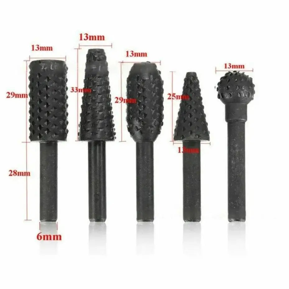5Pcs Woodworking Tools Electric Rotary Files Wooden Files Carving Knives Tea Trays Root Carving Polishing Heads Hardware Tools