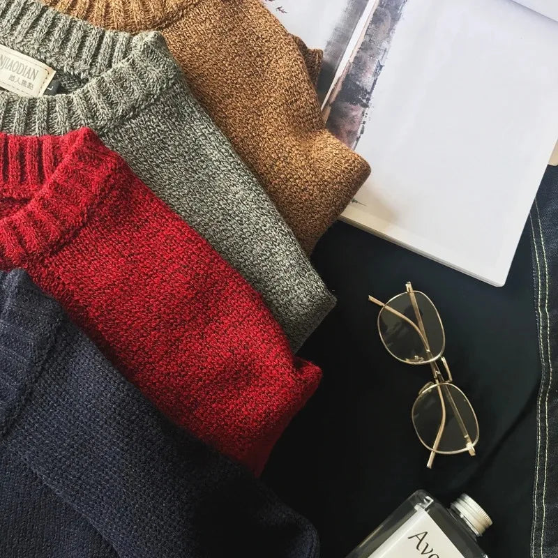 Sweaters Male 2026 Winter New Style Thick Warm Sweater Men Youth O-neck Sweaters Autumn Men's Wool Pullovers Size Plush M-5XL