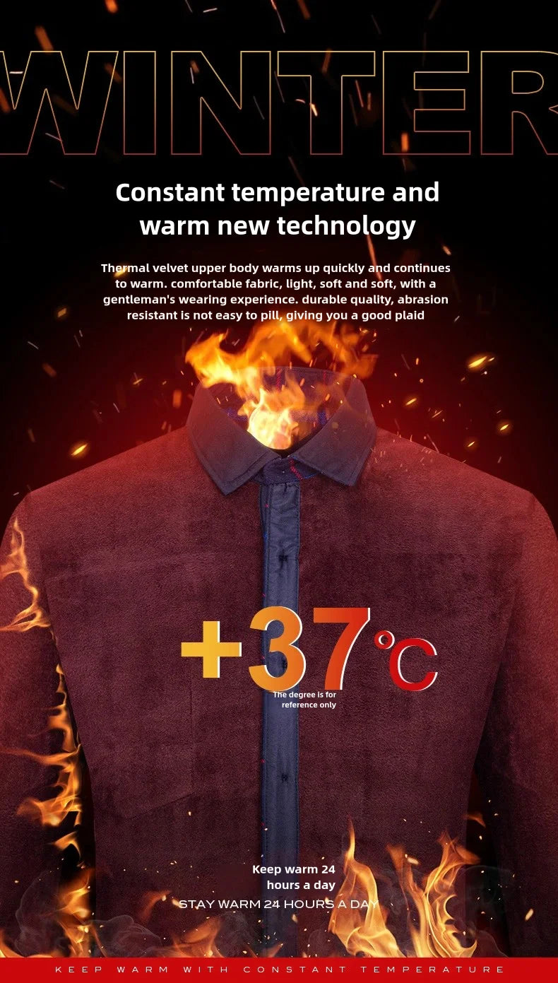 Men's long-sleeved shirt with fleece thickened warm autumn and winter plus size 8XL9XL slim casual plaid everything comfortable