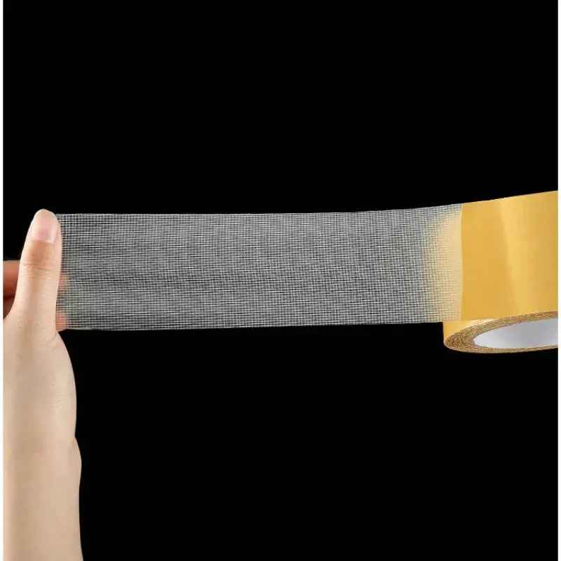 1Roll 5M Double Sided Tape High Viscosity Grid Fiber Transparent Double Sided Tape Sticky Adhesive Fiber Mesh Tape