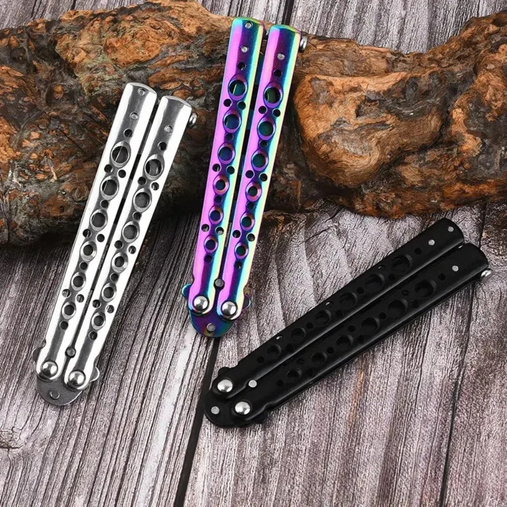 Foldable Butterfly Knife Trainer Stainless Steel Portable Training Tool Cosplay Accessories Practice Knifes for Outdoor Games