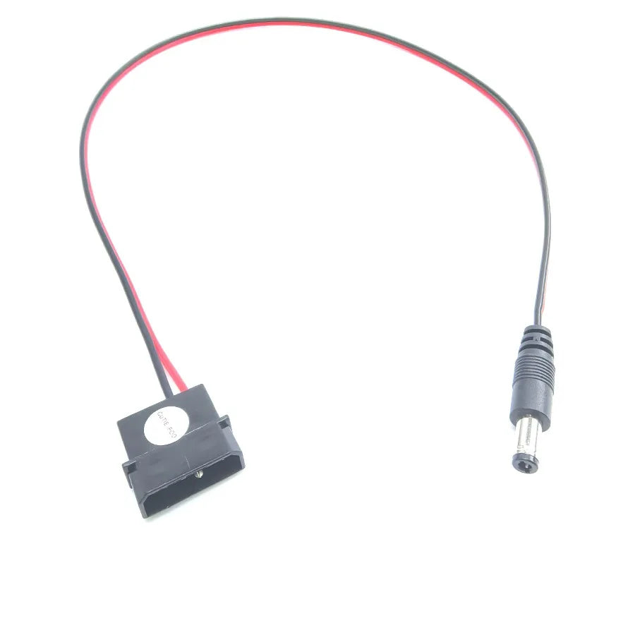 IDE Molex Male to DC 5.5mm X 2.1mm Converter Adapter Power Supply Cable 12V 18AWG Wire 50cm