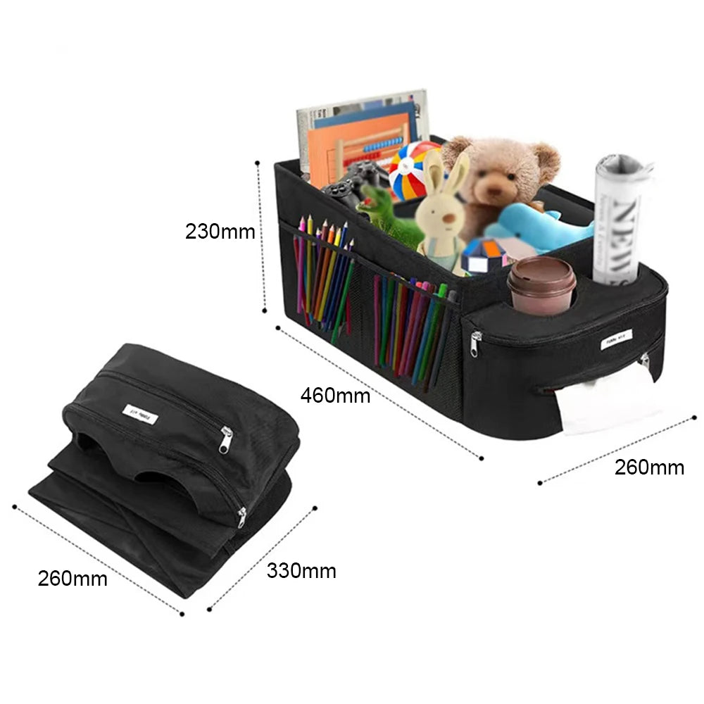 Car Trunk Organizer Bag Waterproof for Car SUV MPV Backseat Car Organizer Travel Organization Storage Box with 2 Bags Cup Holder
