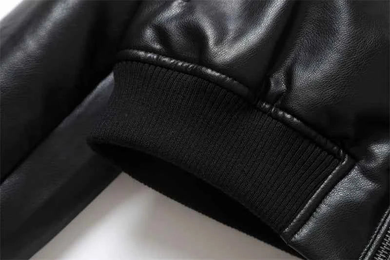 ZVRI Women's 2023 new vintage imitation leather bomber jacket coat top women's style