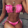 2024 Hot Lace Up Thong Brazilian Beachwear Swimwear Summer Women Biqunis Strapless Bathing Suit Leopard Swimsuit Maya Micro Mini