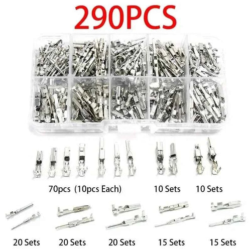 290pcs Cable Lugs Connectors Wire Connector Crimp Terminal Set Flat Plugs Cable Lugs Cable Shoes Plugs Assortment Kit For Cars