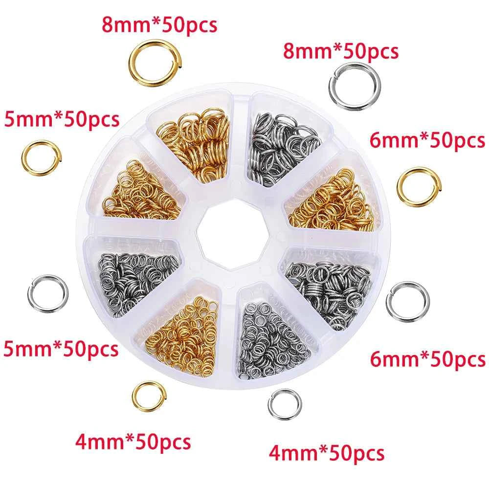 210-400pcs/Box Jewelry Making Kits Lobster Clasp Open Jump Rings End Crimps Beads Box Handmade DIY Bracelet Necklace Findings