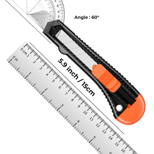 Lot de 3 cutters rétractables, couteau utilitaire compact pour cartons et boîtes, avec 10 pièces de 18 mm plus larges