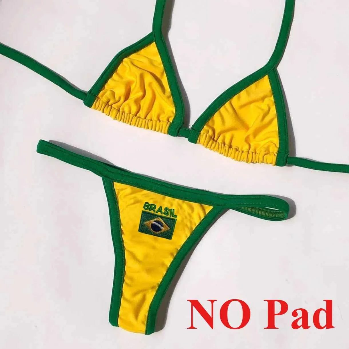 Brazilian Swimsuit Women's Sexy 2 Pieces Mini Bikini Set Triangle Halter Backless Thong Beach Bathing Suit Summer 2025 New Style
