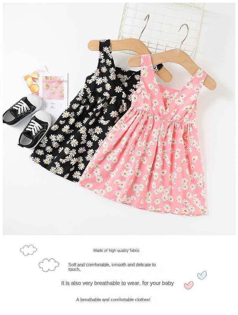 New Baby Girls Sleeveless Flower Print Dresses Clothes Bowknot Kid Summer Princess Dress Children Party Ball Pageant Outfit