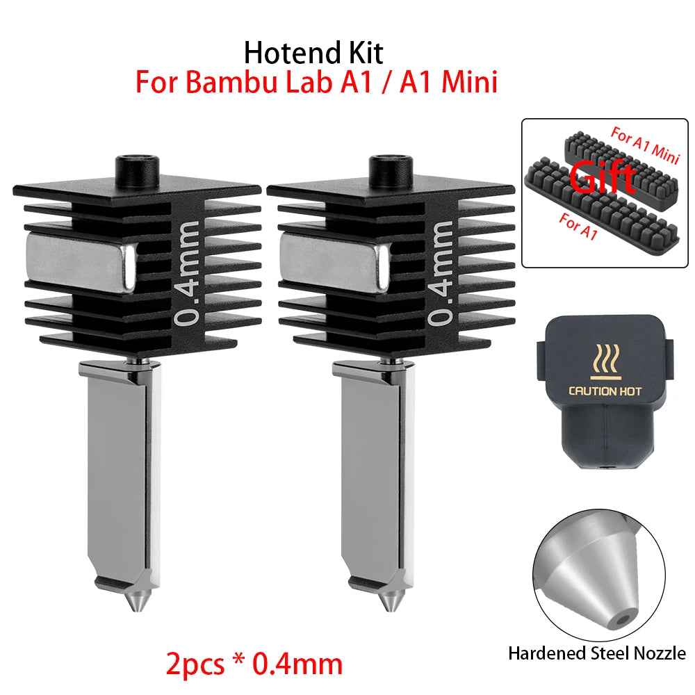 Hotend Kit For Bambu Lab A1/A1 Mini 0.2/0.4/0.6/0.8mm Fast Speed Hardened Steel Nozzle Hot End Assembly For A2L Replacement Part