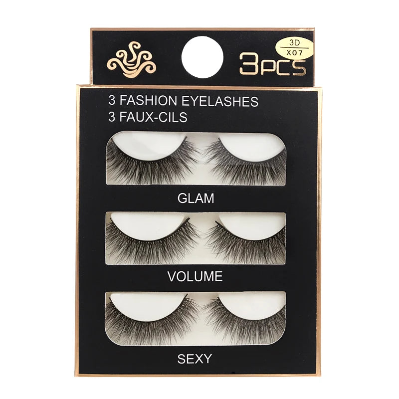 SHIDISHANGPIN 3 pairs 27 styles 3D Faux Mink Hair Soft False Eyelashes Fluffy Wispy Thick Fake Lash Handmade Eyelash Eye Makeup