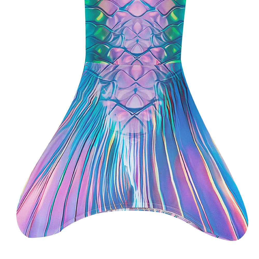 Girls One-Piece Mermaid Tail Swimsuit, Cute Beach Bathing Suit, Children Performance Cosplay Costume, Kids Dress Up Clothes