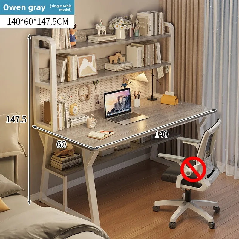 Stable Computer desk desktop desk bookshelf integrated writing desk household small apartment simple hole board desk