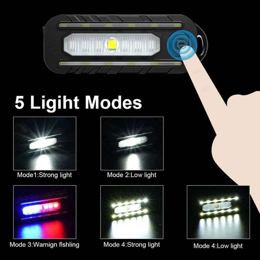USB Recharge LED Flashlight Work Light Keychain Flashlight for Police Shoulder Clip Lights Warning Flashing Light Outdoor Lamp