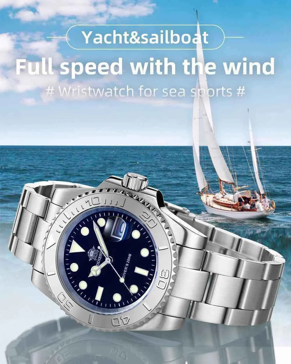ADDIESDIVE New Luxury Men's Watch Stainless Steel BGW9 Super Luminous Quartz Men's Watch Diver 200m Men Analog Watches MY-H3C