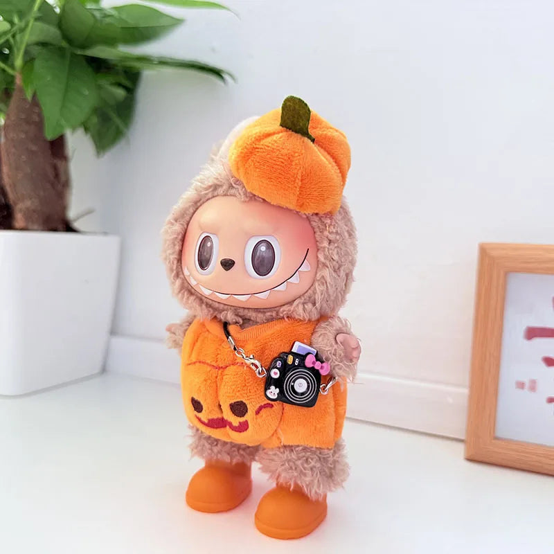 17cm Dolls Clothing For Labubu Outfit Accessories Sitting Party Halloween Trick-Or-Treat Series Accessory Pumpkin Hat Clothes