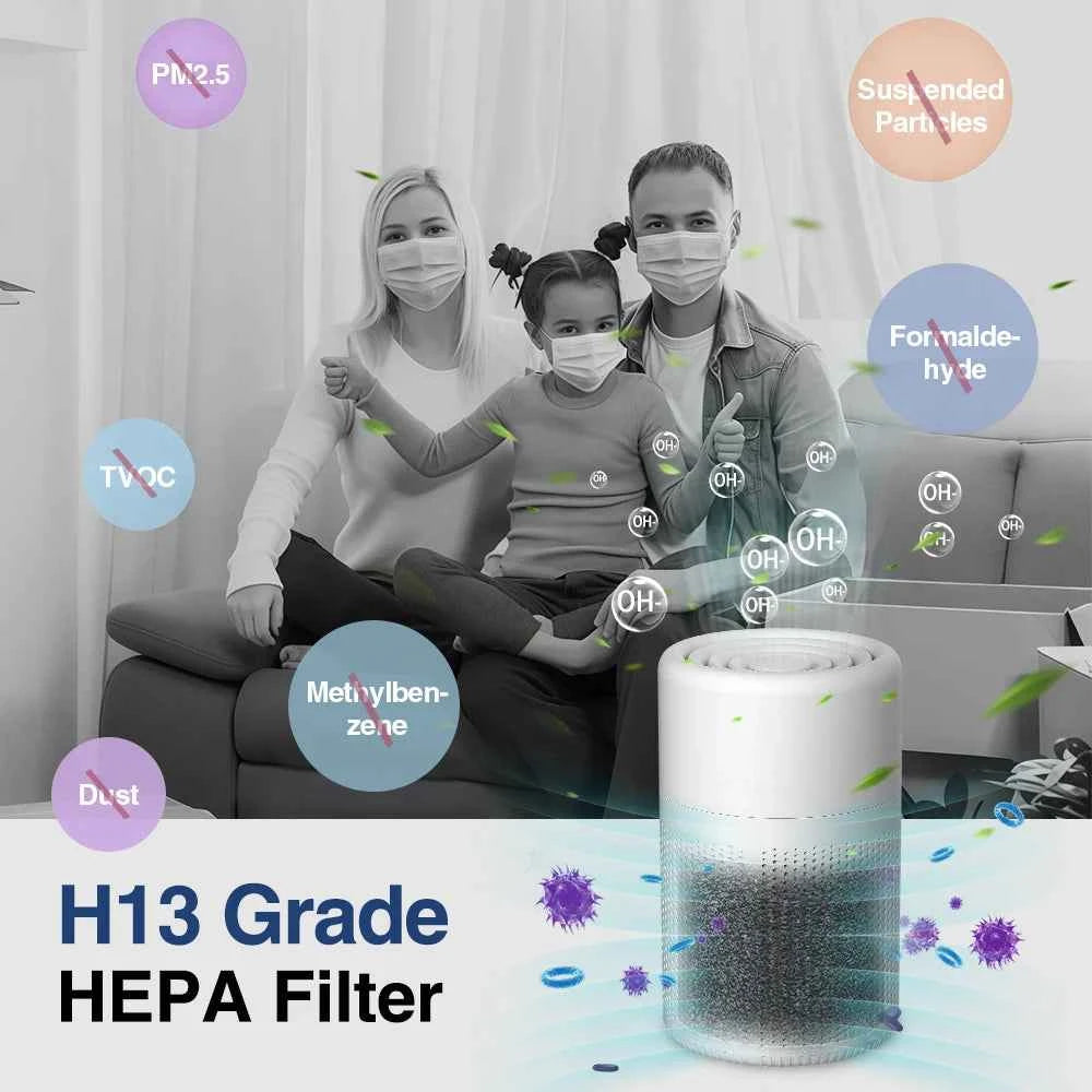 Mini Air Purifier With Activated Carbon Home HEPA Filter Deodorizer Smoke Odor Removal Negative Ion Generator Car Air Freshener
