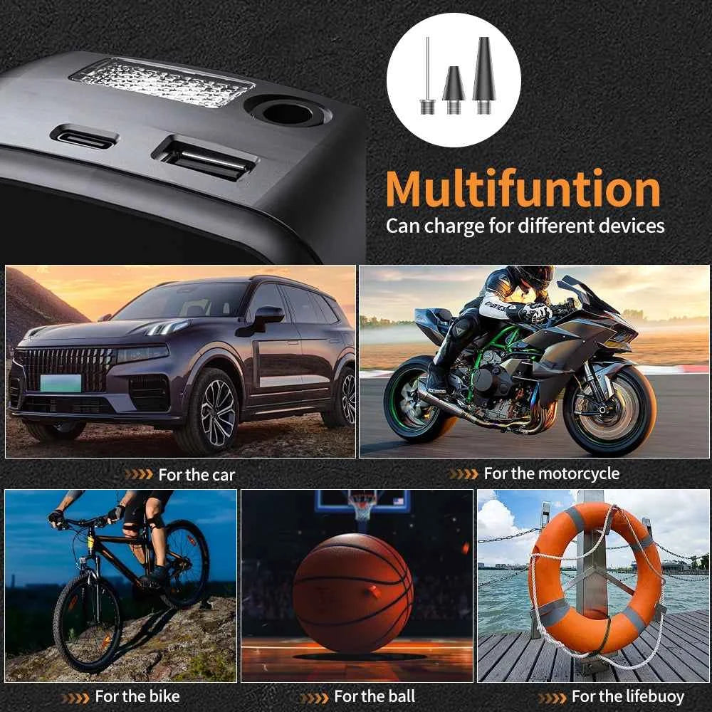 YIJU Rechargeable Tire Inflator Electric Portable Inflator For Car Motorcycle Bicycle Air Compressor Football Ball Inflator Pump