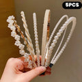 5 Pieces of Girls' Princess Hair Accessories, Children's Imitation Pearl Hairbands, Birthday Hairpins, Baby Flower Girl Headband