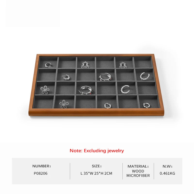 Oirlv Gray Wooden Jewelry Tray  Jewelry Display Viewing Plate Ring Pendant Bracelet Storage Plate Display Tray Jewelry Organizer