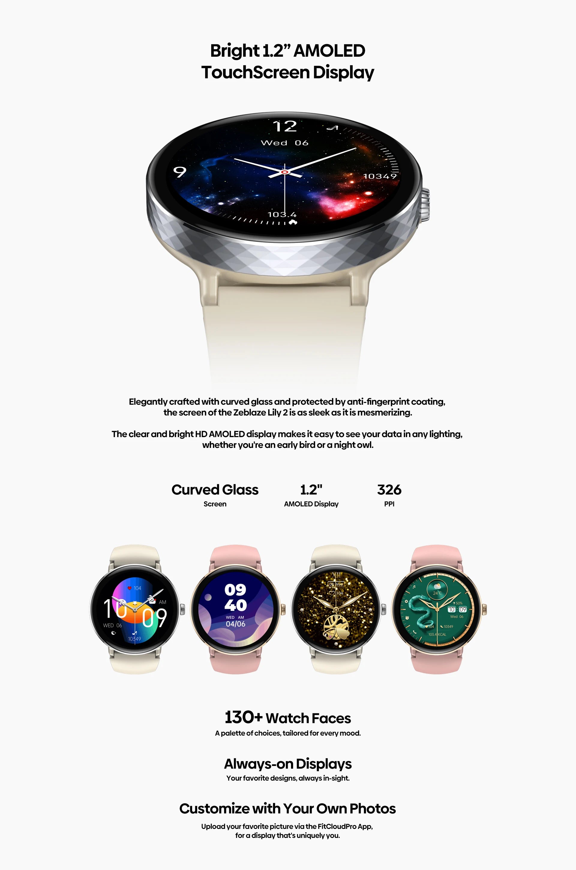NEW 2025 Zeblaze Lily 2 Bluetooth Calling Smartwatch 1.2" AMOLED Screen Double Straps Health Monitoring Smart Watch for Women