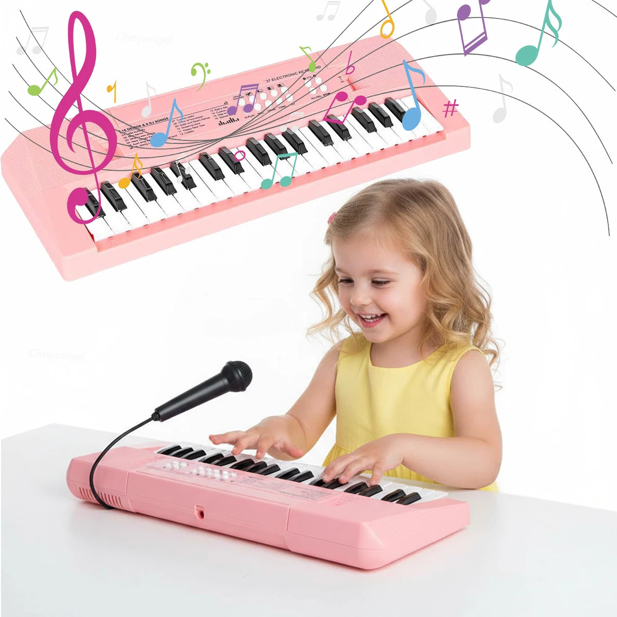 Chriyungel 37 Keys Kids Electronic Keyboard Piano with Microphone Musical Instrument Educational Toys Gift for Boy Girl Toddler