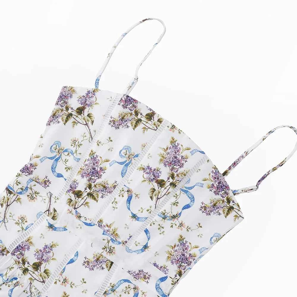 Suninheart Summer Clothes for Women Midi Elegant Dress 2025 New Arrivals White Floral Print Holiday Dress