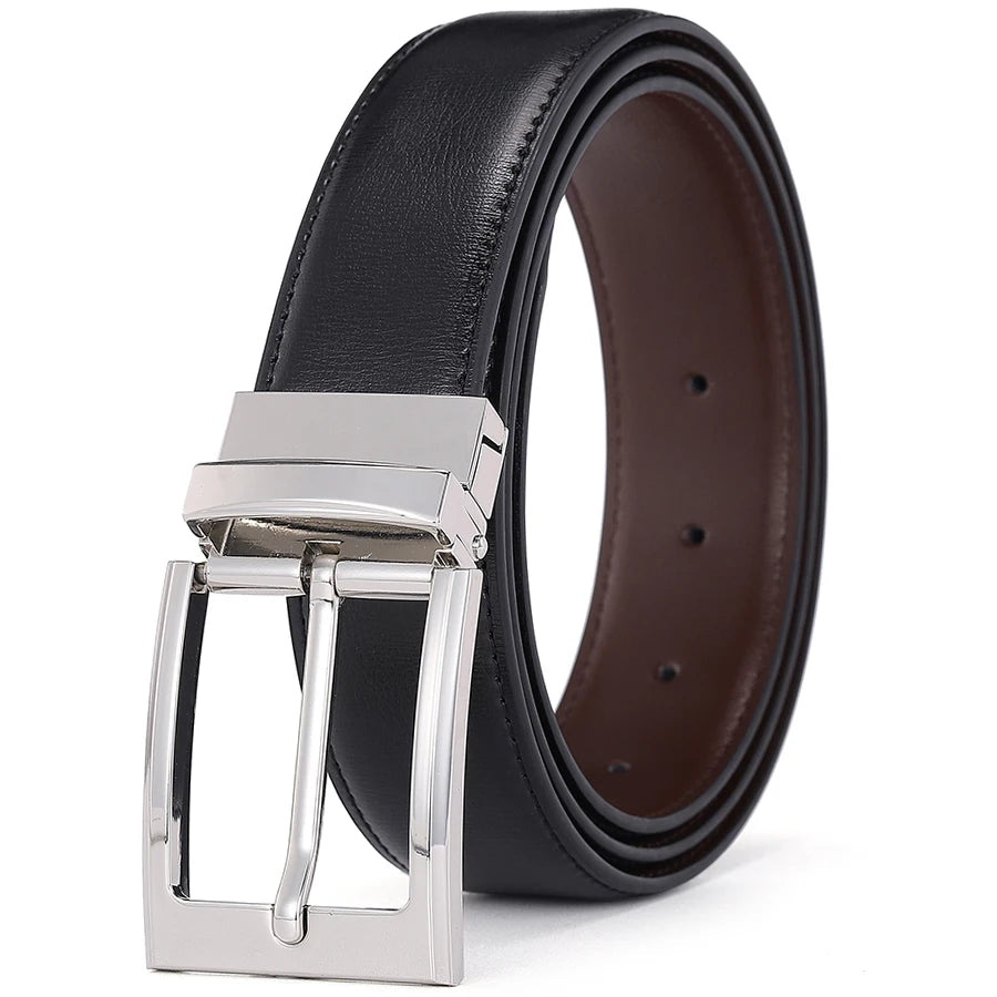 Reversible Pin Buckle Men's Belts Real Leather Male Belt for Man High Quality Designer Fashion Jeans Waist Strap Luxury Business