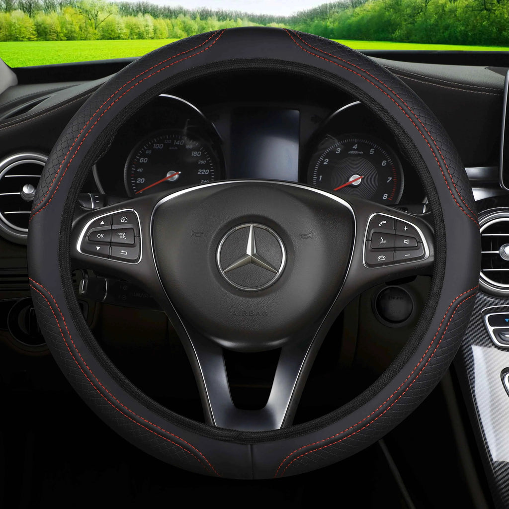 The car steering wheel cover has no inner ring Steering Wheel Cover Anti Slip Breathable  Cover Universal Microfiber Leather