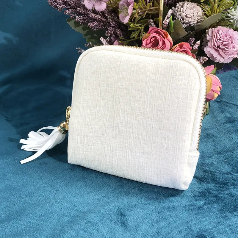 1PC Luxurious jewelry organizer – zipper closure, tassel charm and soft fabric lining | Compact bracelet travel case