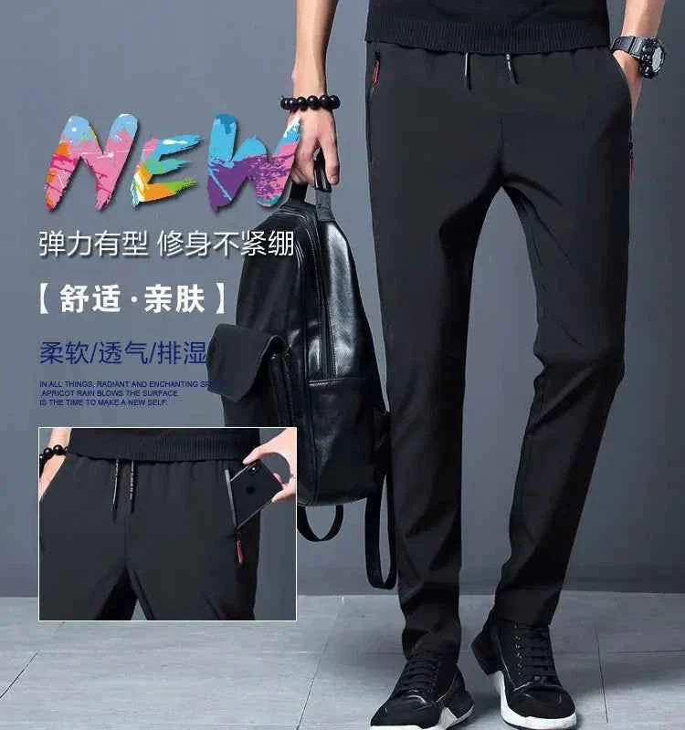 Men's Casual Pants Business Stretch Slim Fit Elastic Waist Jogger Korean Classic Blue Black Gray Male Brand Trousers