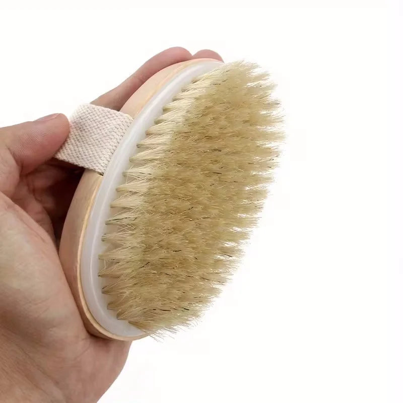 Wooden Bristle Body Brush Natural Wet Dry Bath Massager for Skin Deep Cleansing Exfoliation Skincare Tools for Home Use