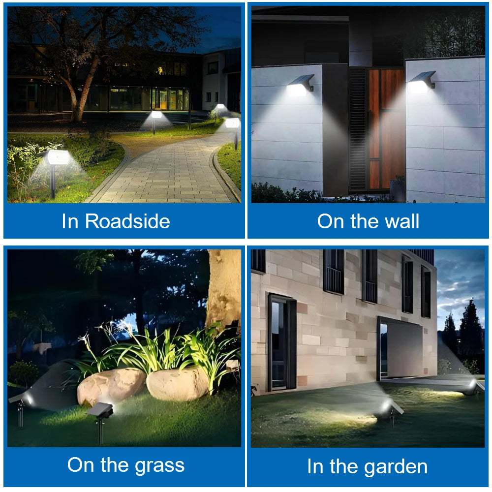 LED Solar Garden Lights 60LED Security Lights Outdoor Motion Sensor Solar Landscape Spotlights 3 Modes Waterproof Yard Wall