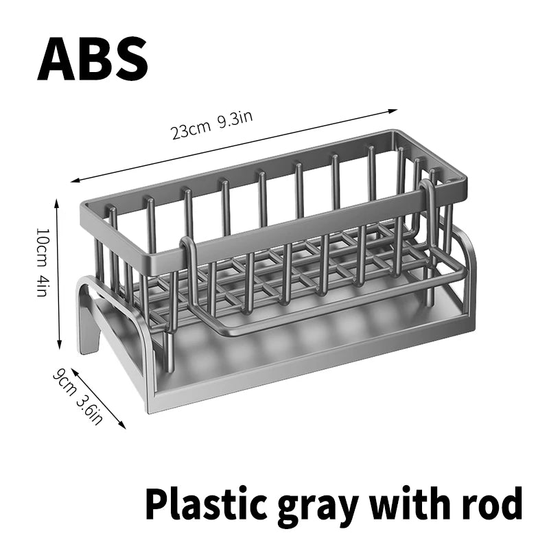 Plastic gray Color Stainless Steel Sink Caddy Rack – Drainage Sponge Holder