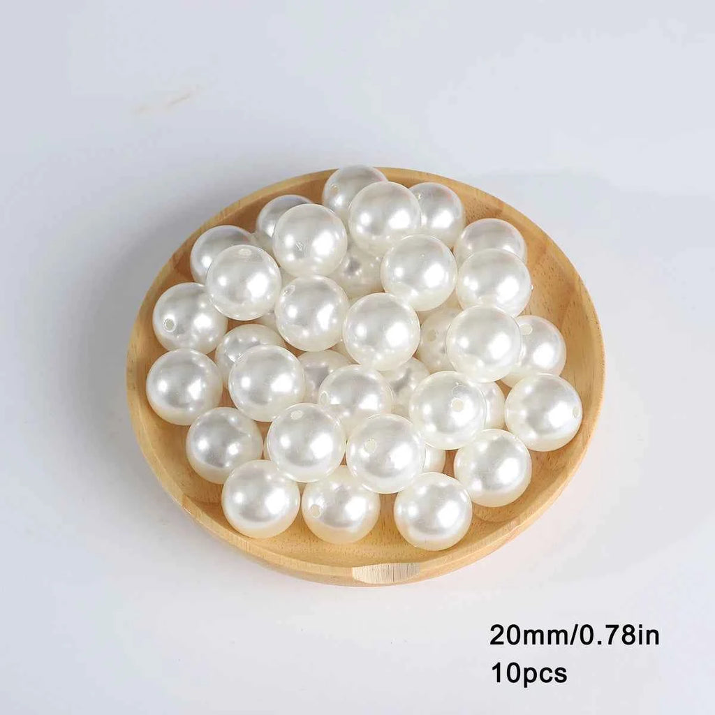3-20mm 10-1000pcs straight hole ABS imitation pearl beige white bracelet with round beads for DIY craft jewelry making products