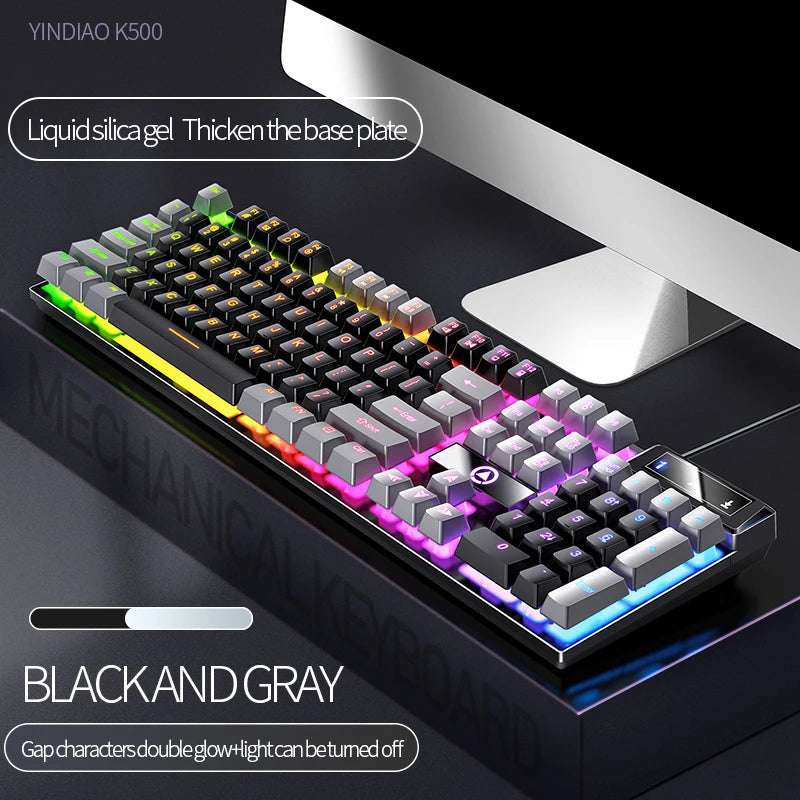 Black and gray Pairs Color Wired Full-Size Gaming Keyboard With Numpad – 104 Keys