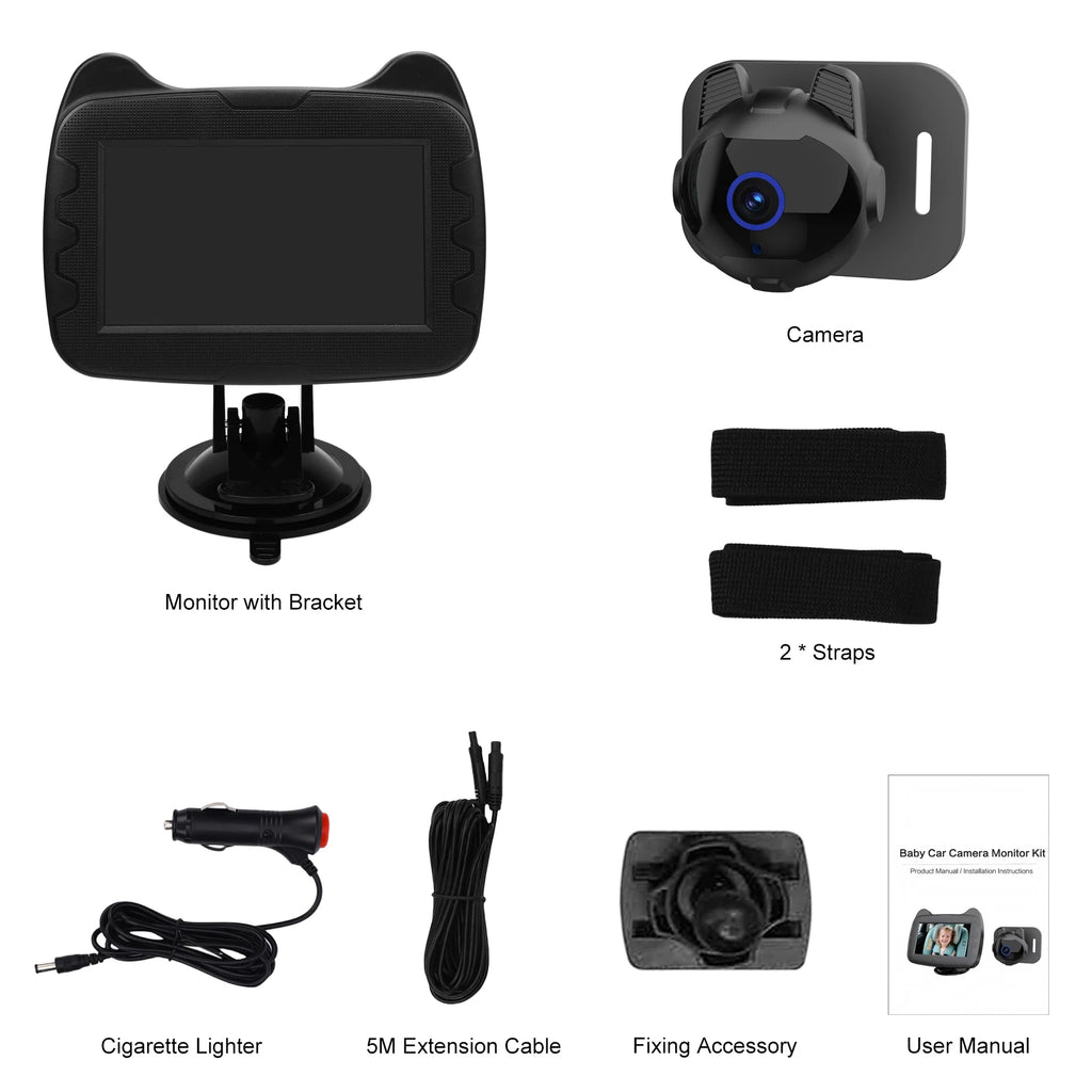 Baby Car Mirror with 4.3" Night Vision Function Display 1080P Safety Car Seat Camera with Wide Crystal Clear View Easily Observe