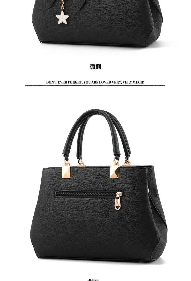 Yogodlns Elegant Women Messenger Bags with flower pendant Office Ladies Totes Pure Leather Handbag for female Crossbody Shoulder