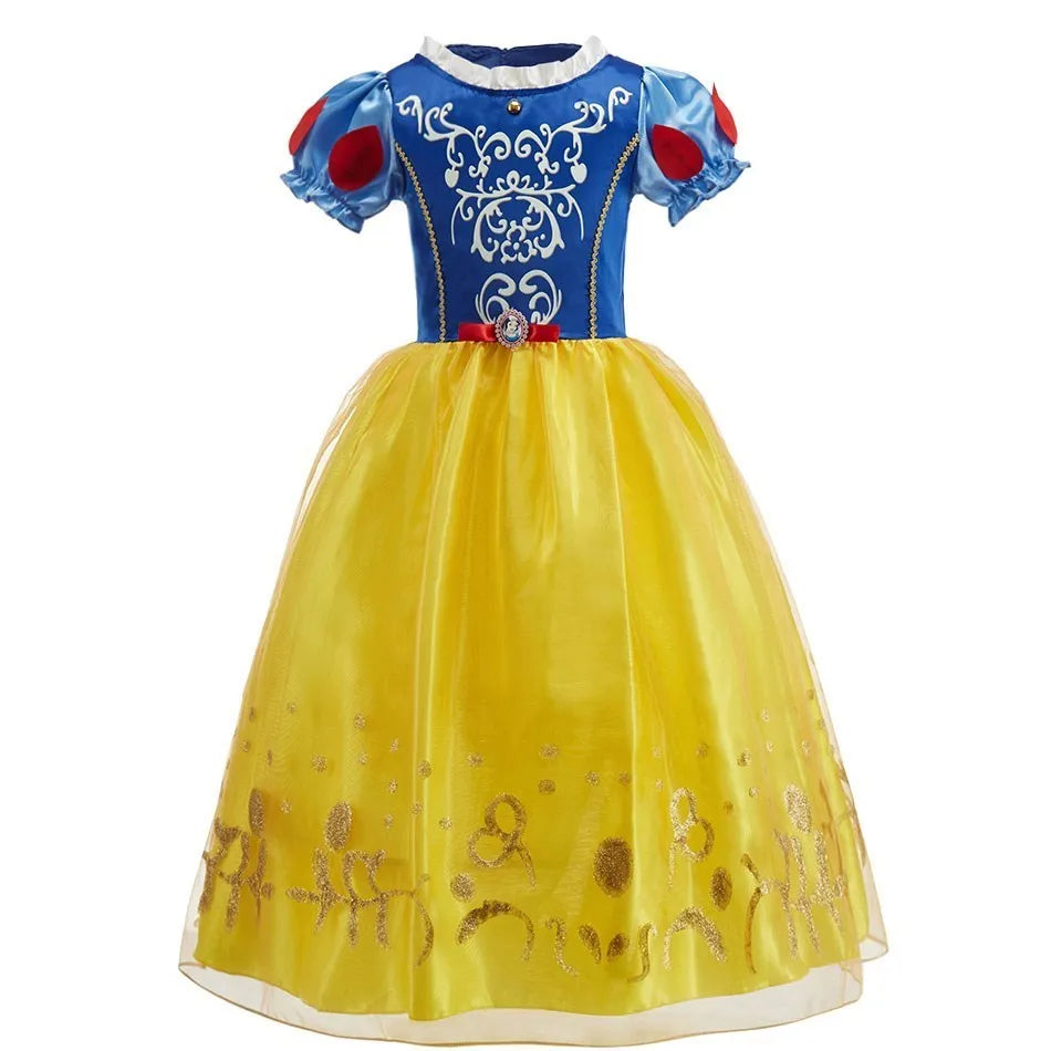 Girl Princess Cinderella Dress Elsa Anna Mermaid Jasmine Belle Snow White Costume Girls Birthday Party Halloween Dress 2-10 Year