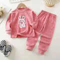 Kids Unisex Casual Pajama Suit Cartoon Print Long Sleeve Tops+ Pants Boys Girls Sleepwear